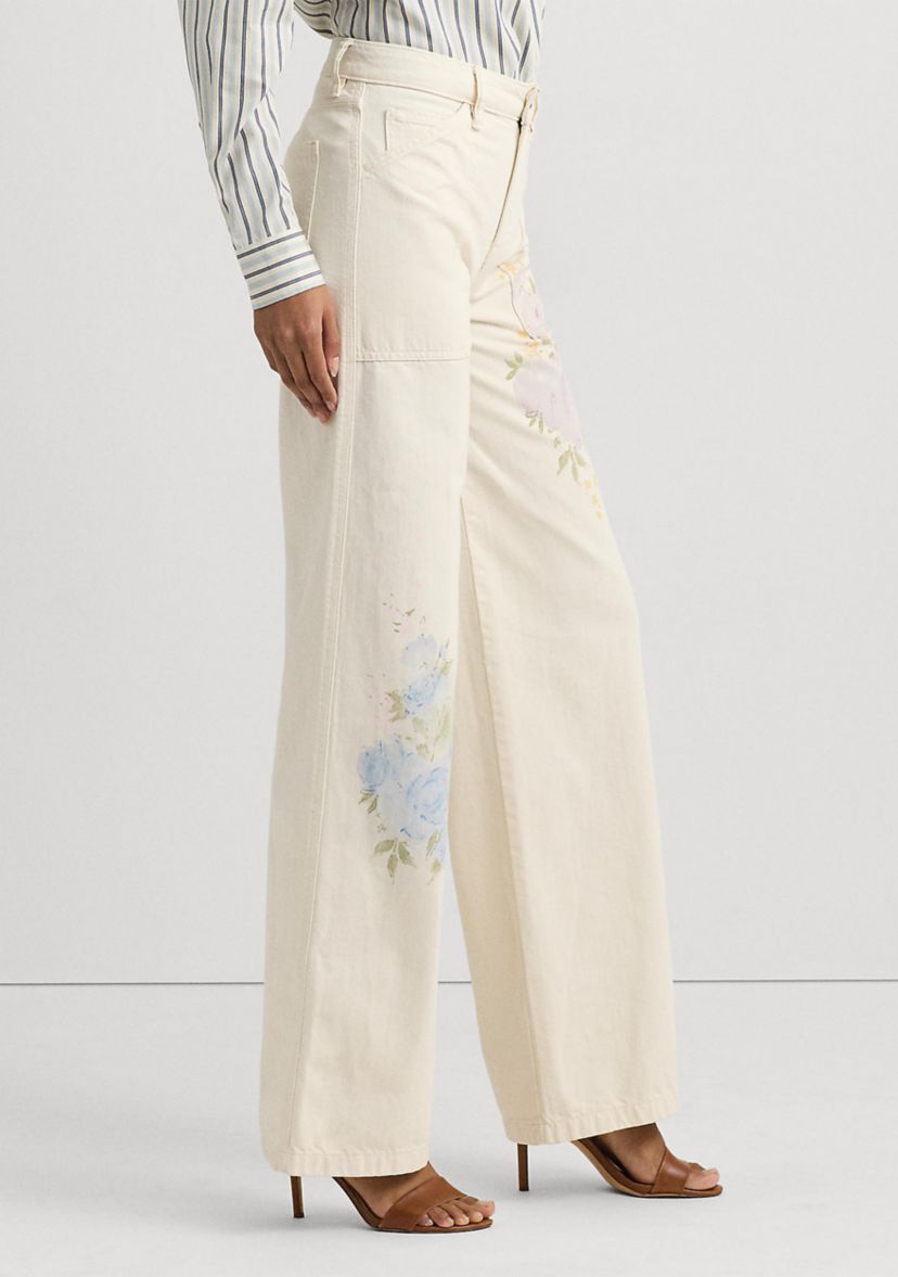 Floral High Rise Wide Leg Jeans