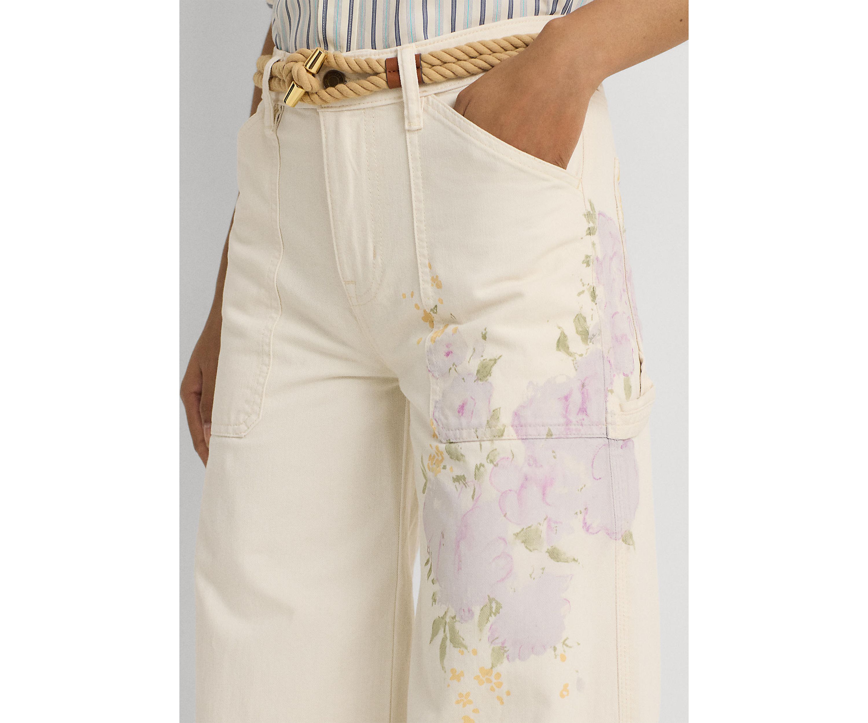 Floral High Rise Wide Leg Jeans