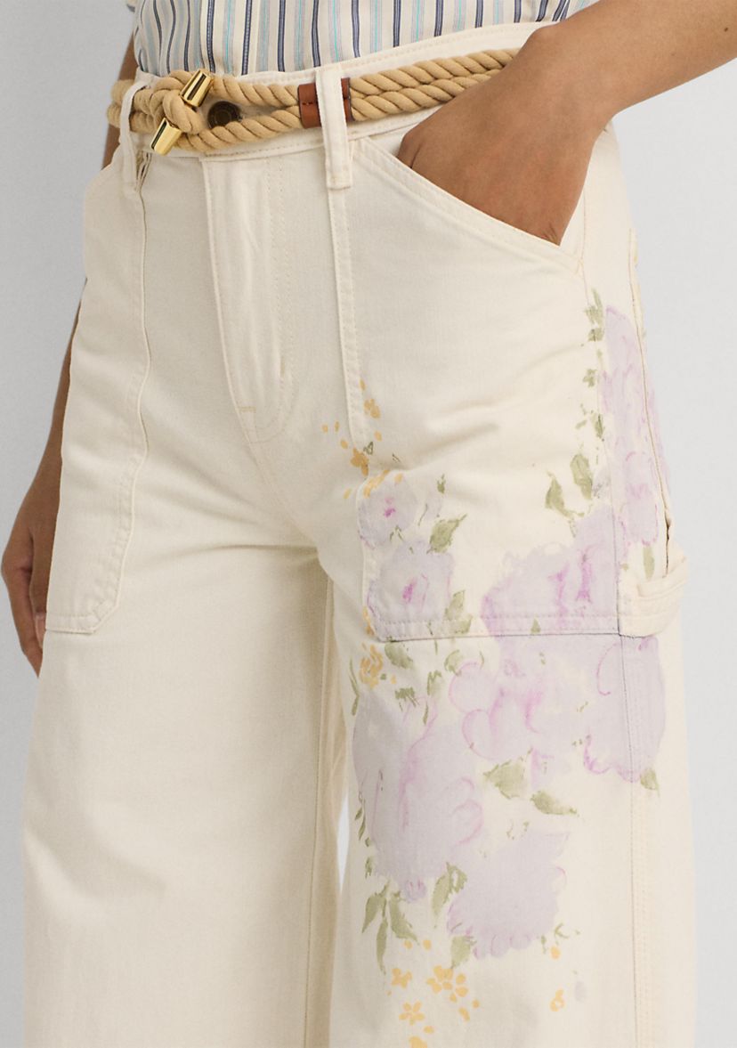 Floral High Rise Wide Leg Jeans