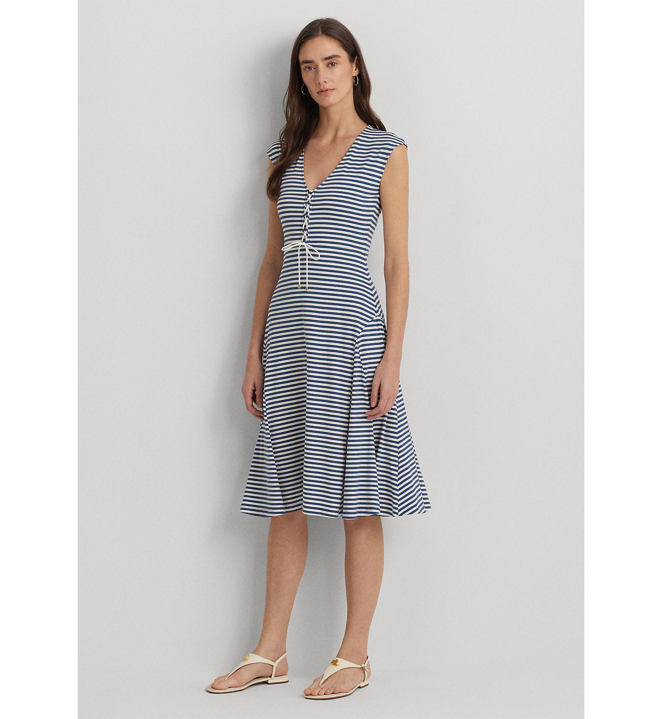 Striped Cotton Blend Jersey Dress