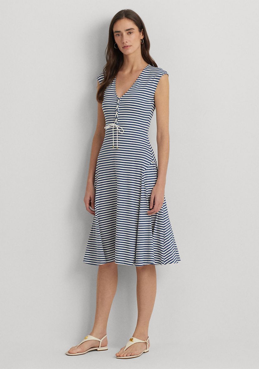 Striped Cotton Blend Jersey Dress