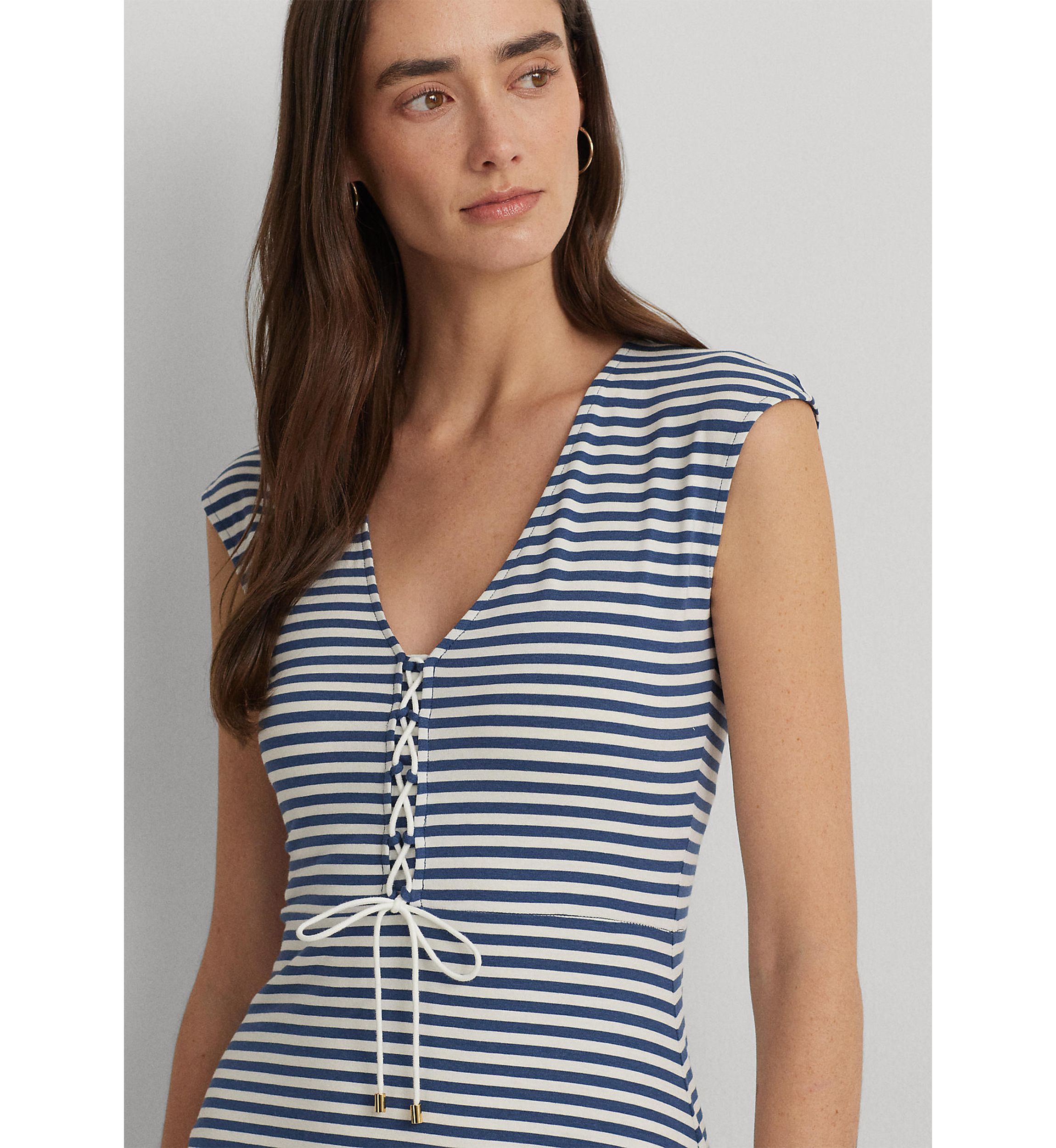 Striped Cotton Blend Jersey Dress