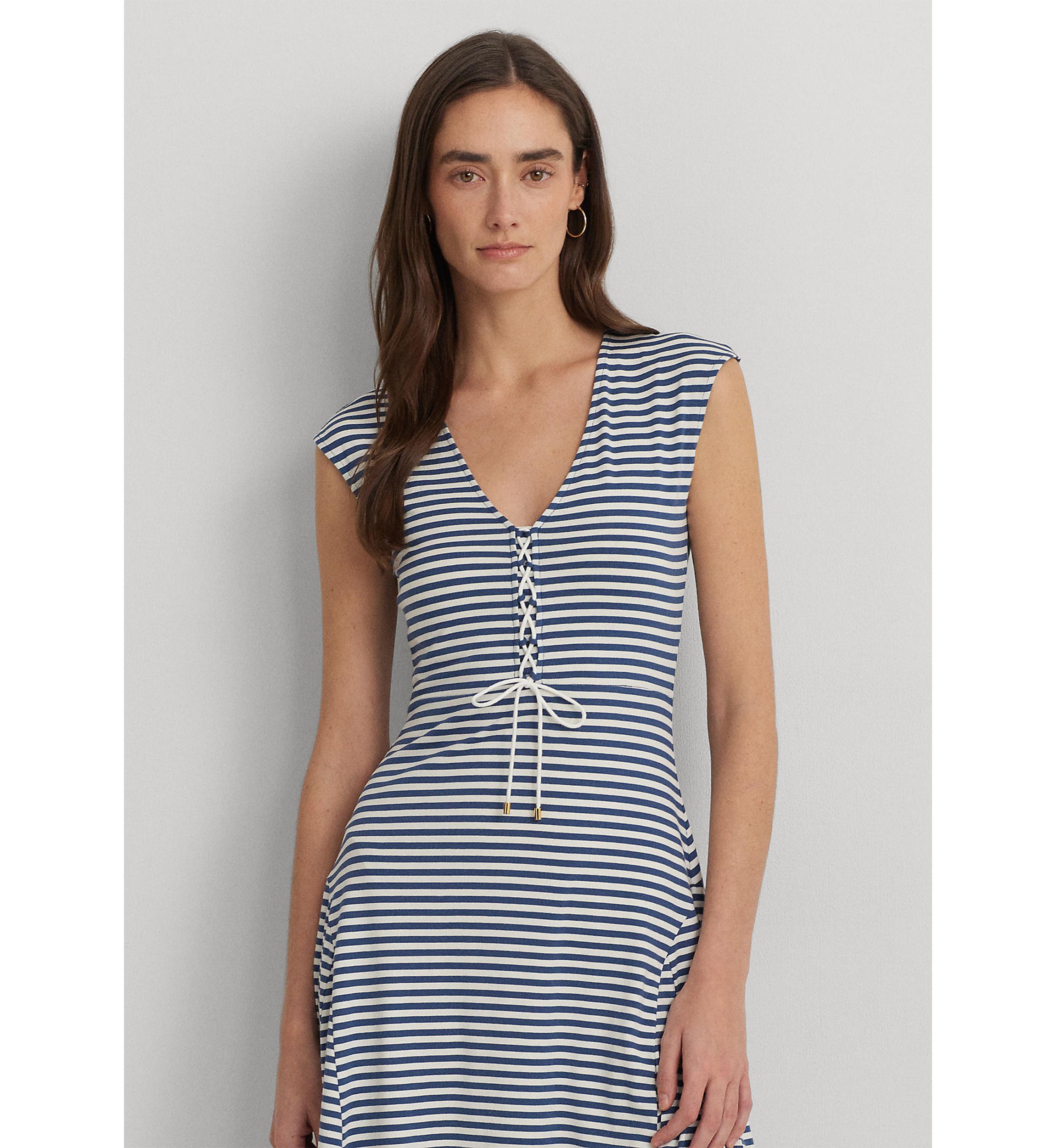 Striped Cotton Blend Jersey Dress