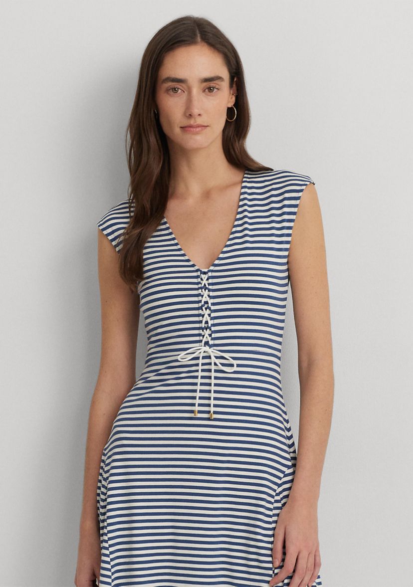 Striped Cotton Blend Jersey Dress