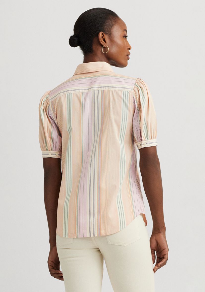 Striped Broadcloth Puff Sleeve Shirt