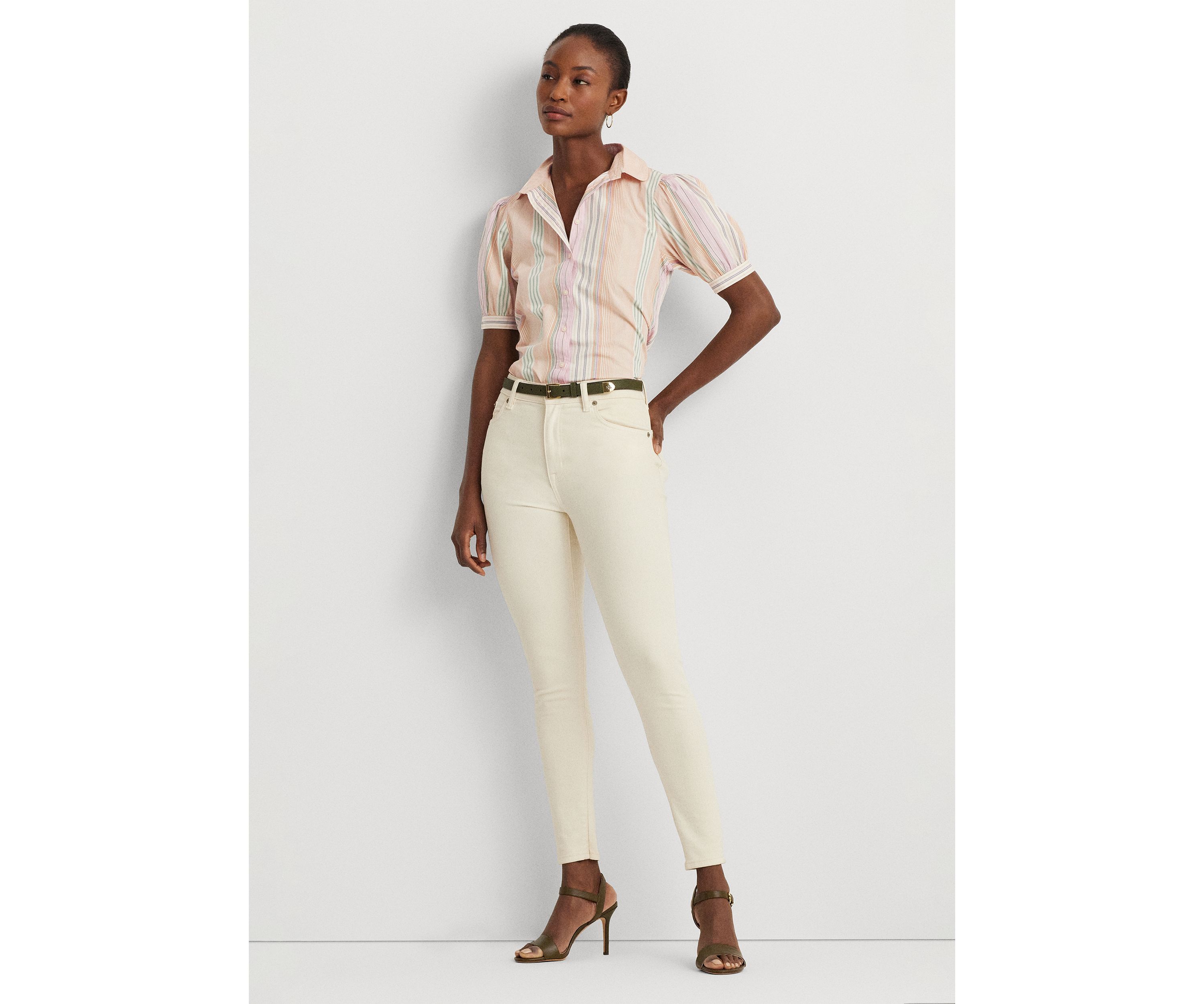 Striped Broadcloth Puff Sleeve Shirt