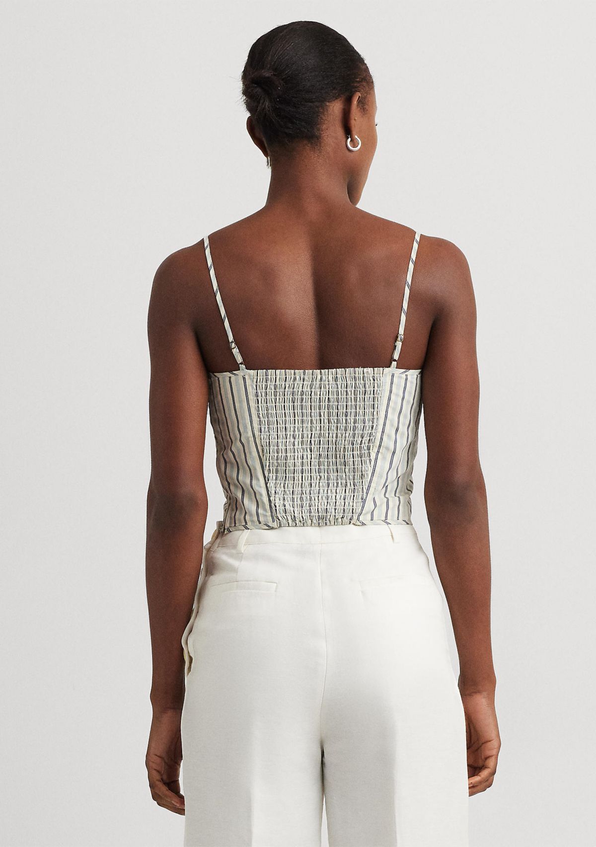 Striped Cotton Sleeveless Cropped Blouse