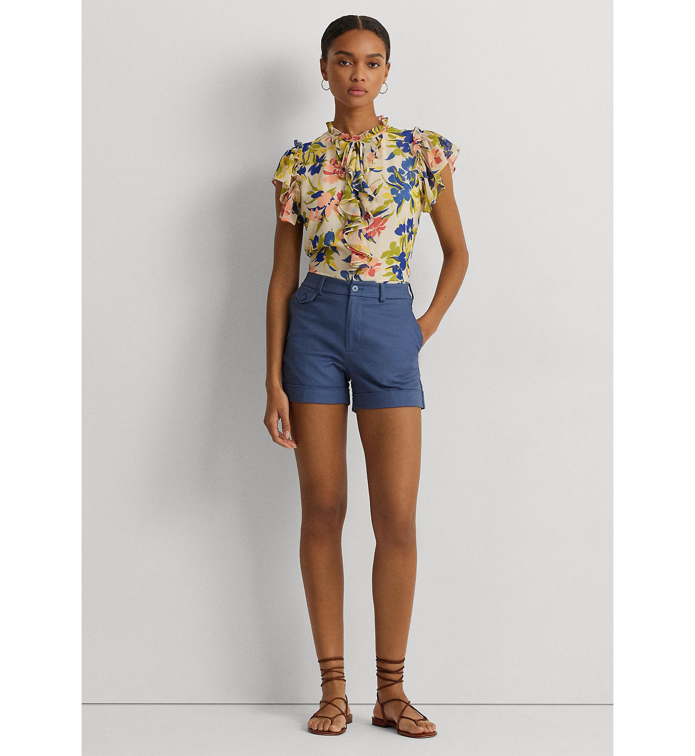 Floral Ruffle Trim Georgette Blouse