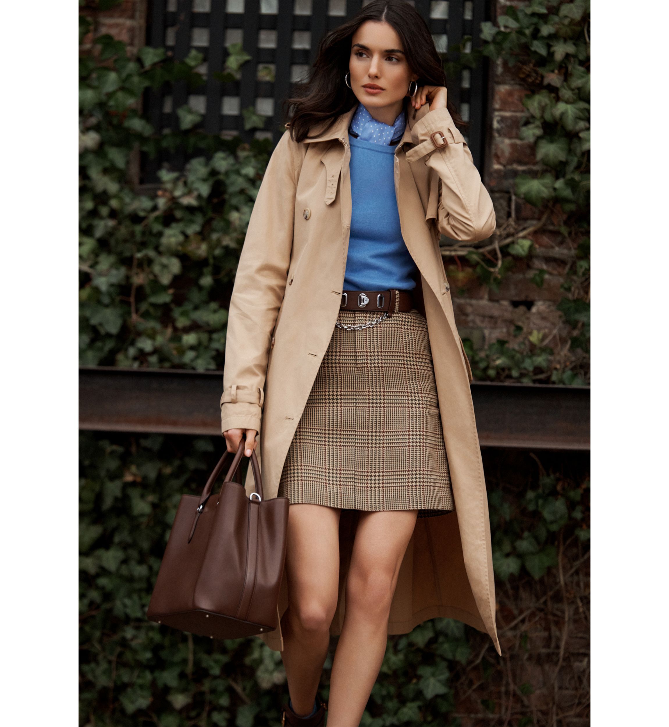Water Repellent Belted Twill Trench Coat