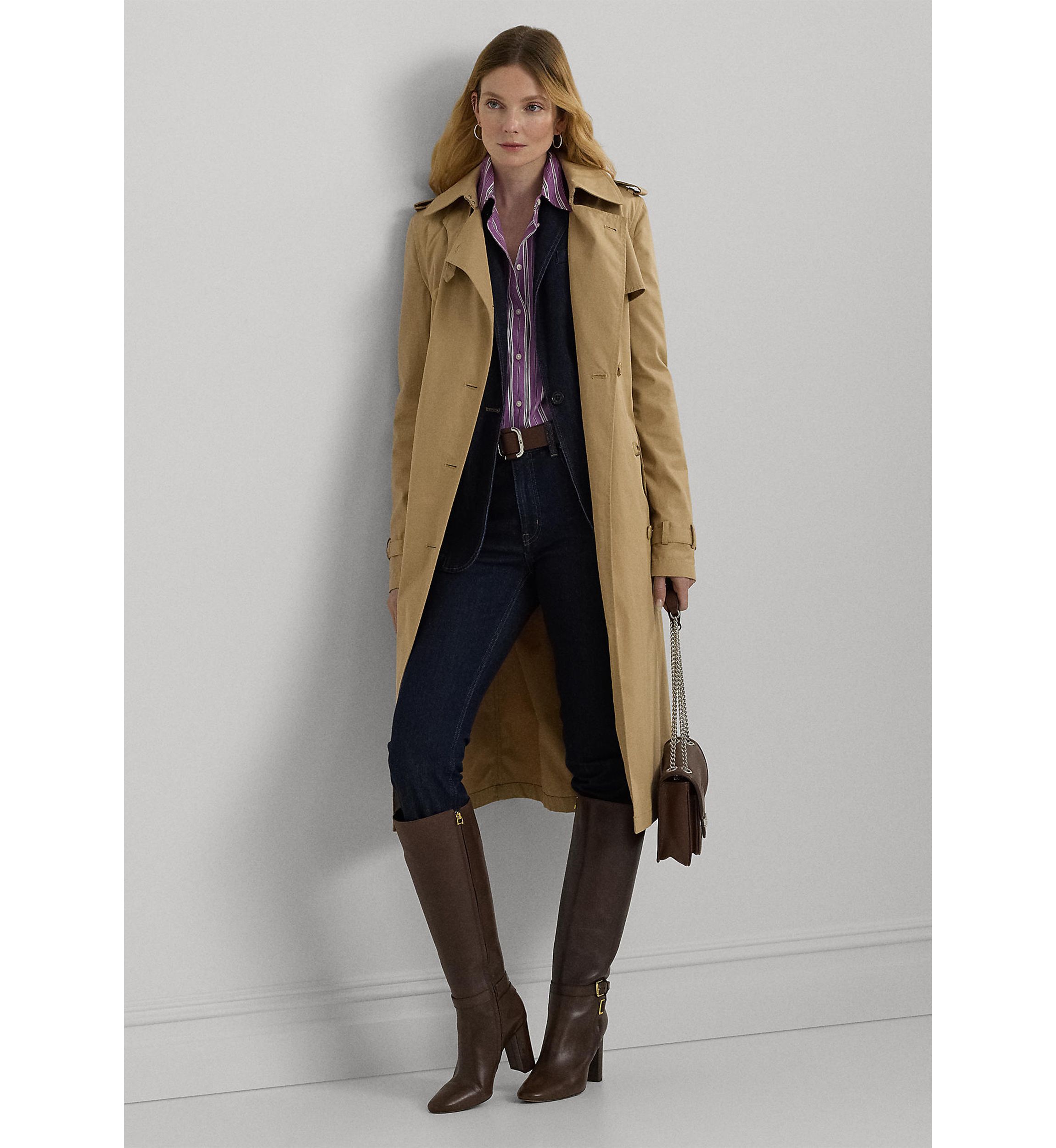 Water Repellent Belted Twill Trench Coat