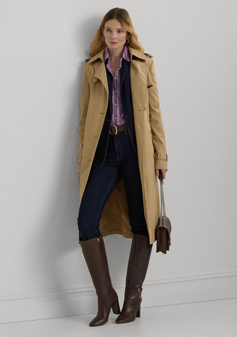 Water Repellent Belted Twill Trench Coat
