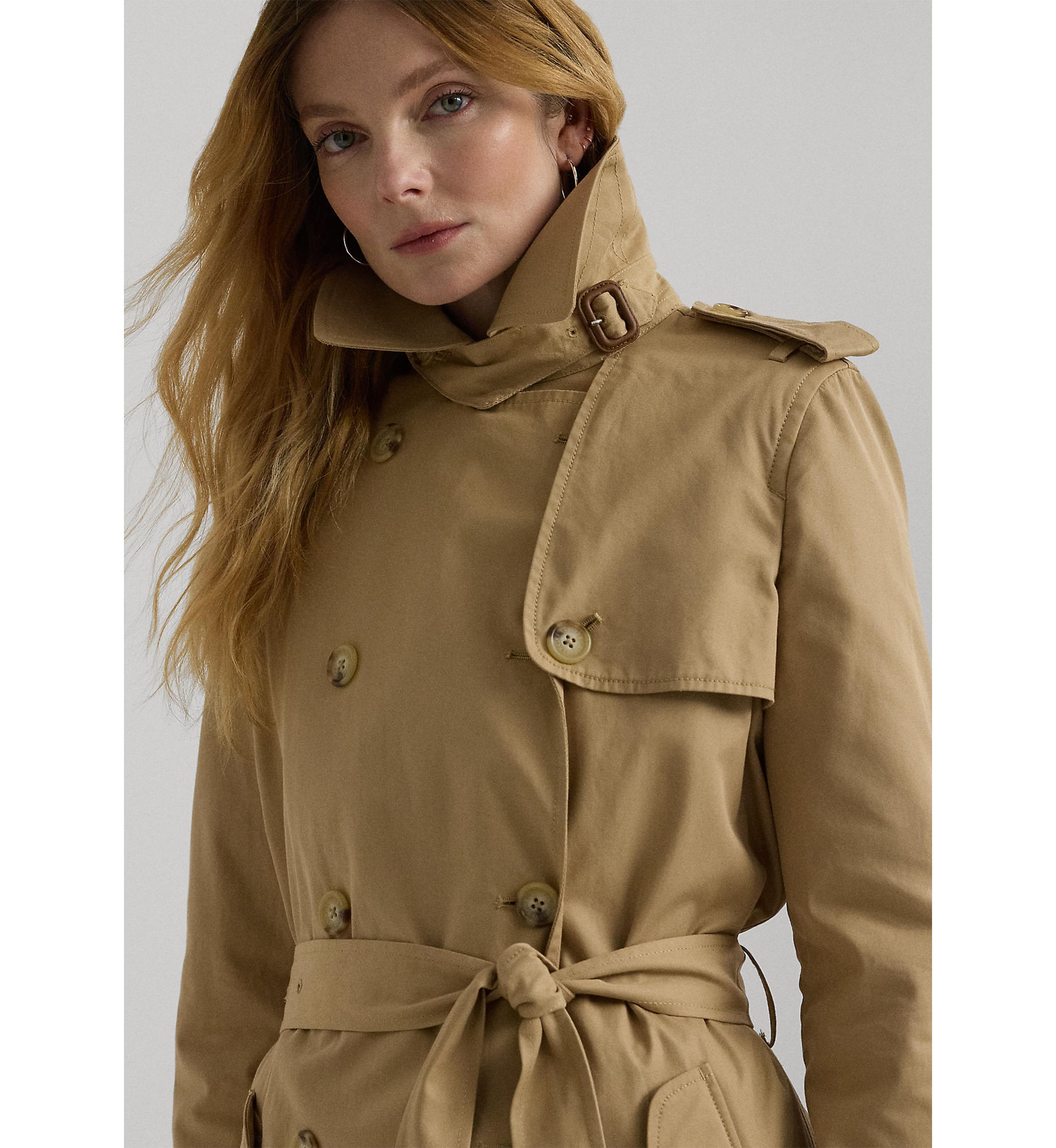 Water Repellent Belted Twill Trench Coat