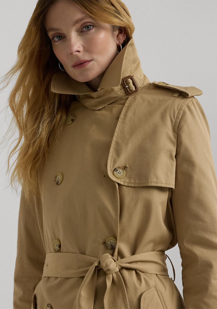 Water Repellent Belted Twill Trench Coat