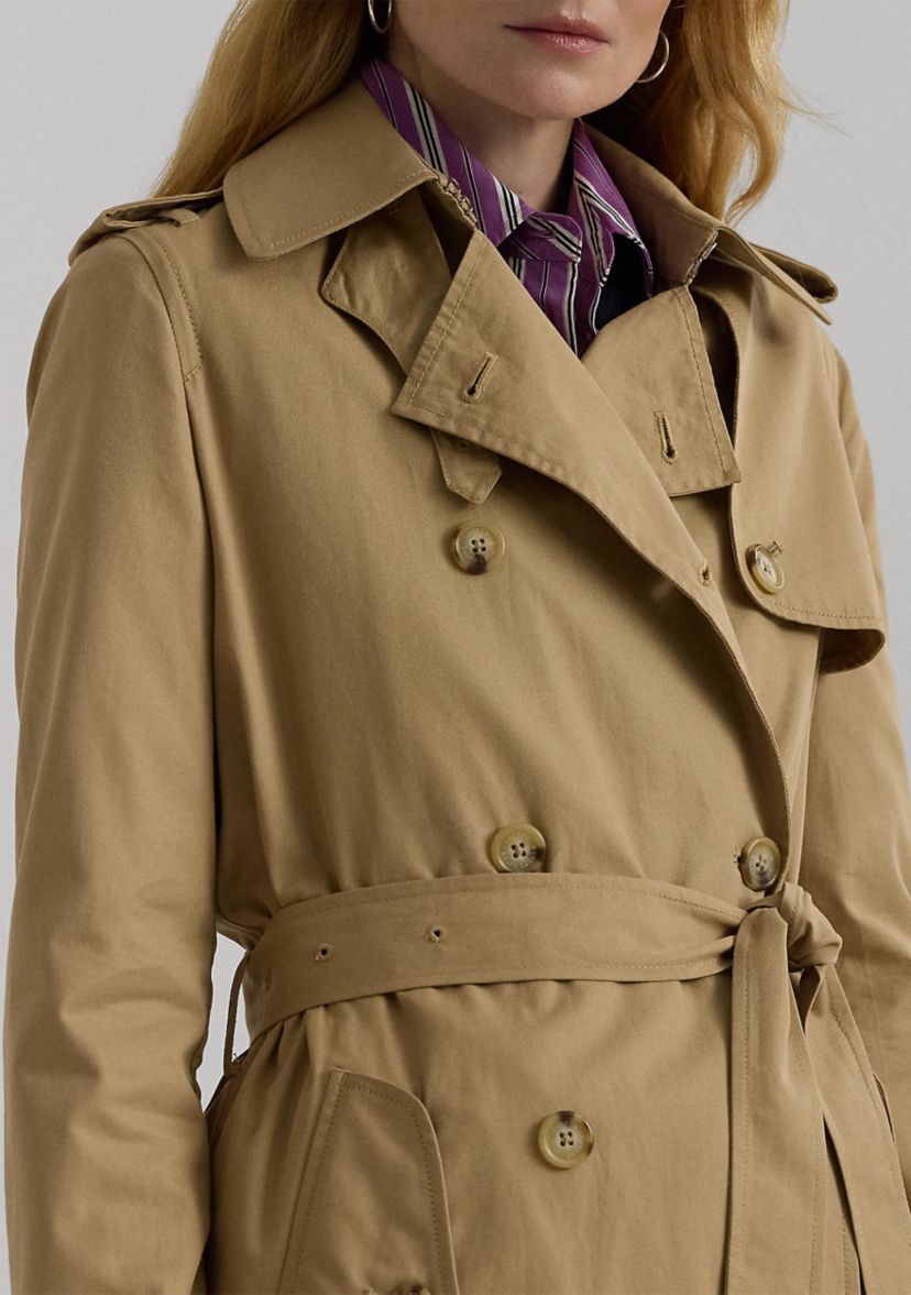 Water Repellent Belted Twill Trench Coat