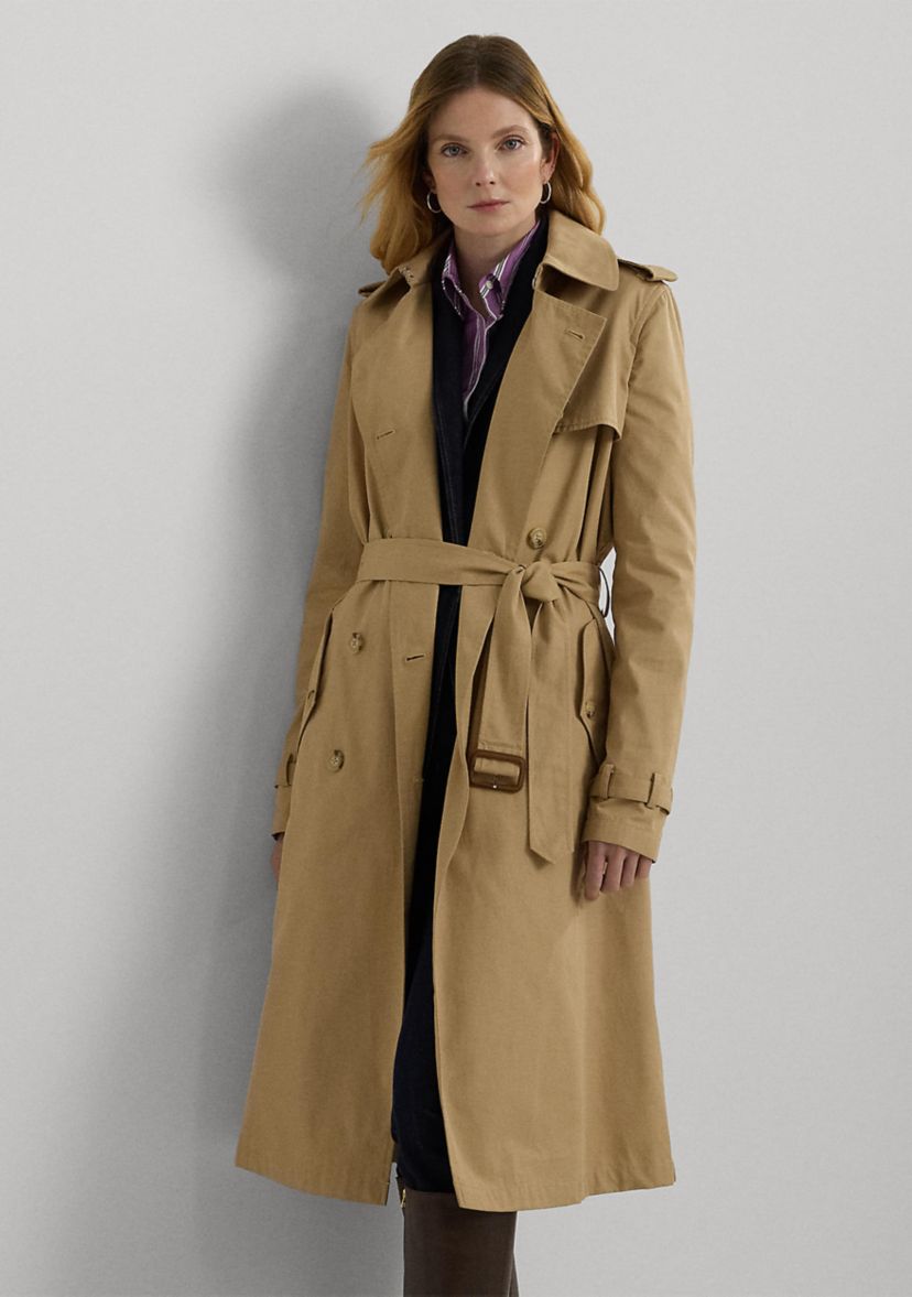 Water Repellent Belted Twill Trench Coat