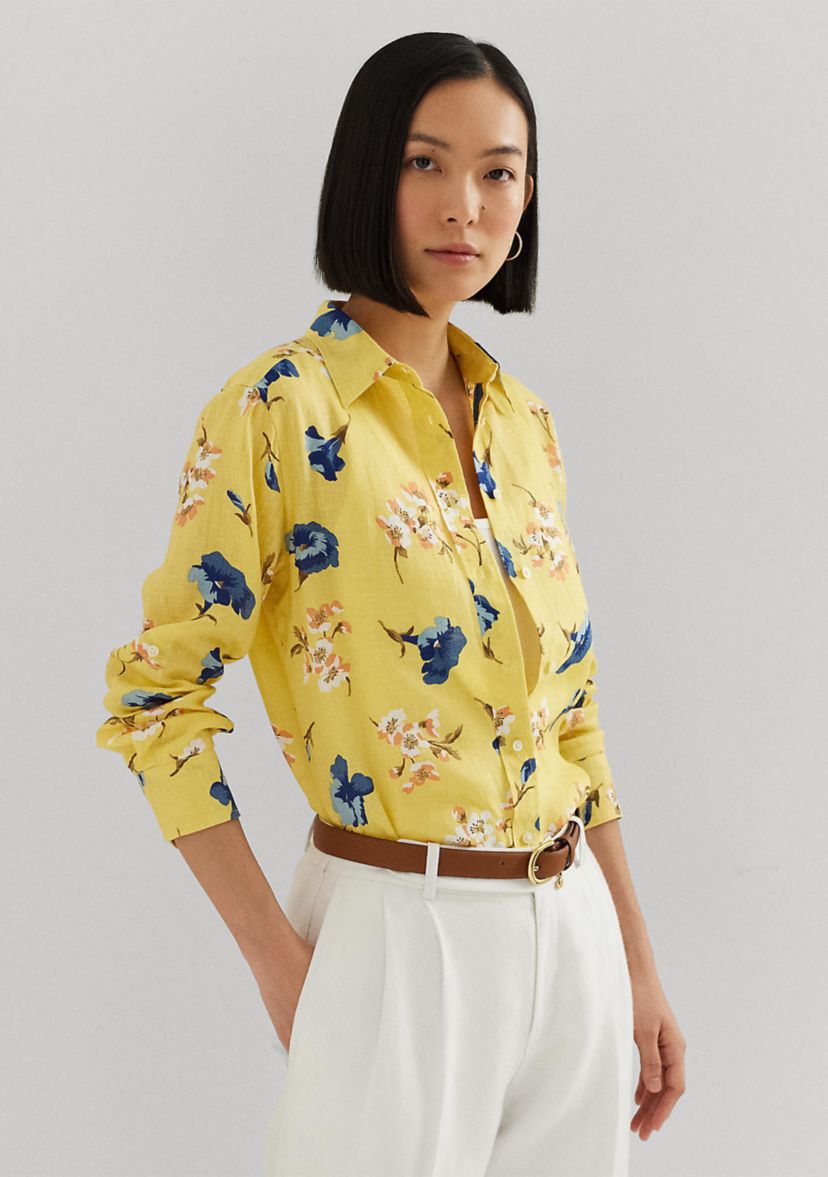 Relaxed Fit Floral Linen Shirt