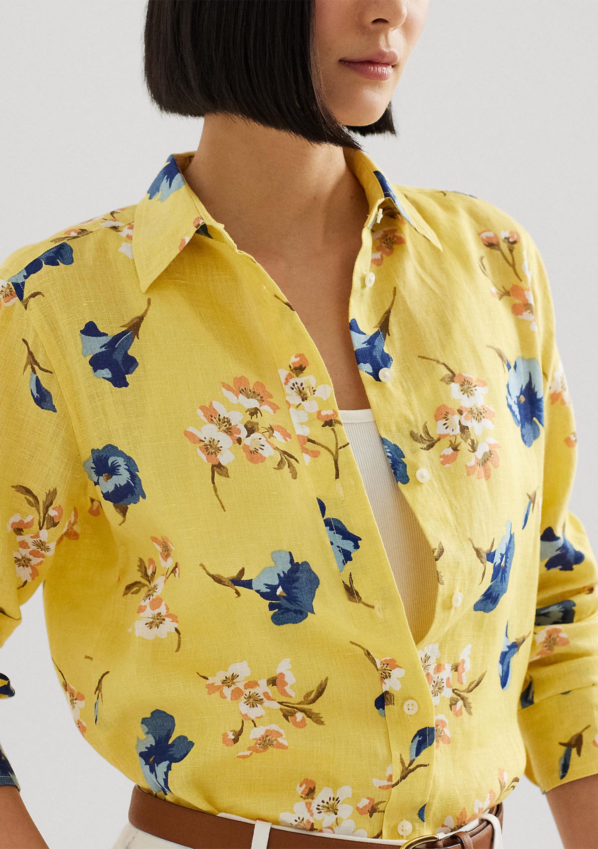 Relaxed Fit Floral Linen Shirt