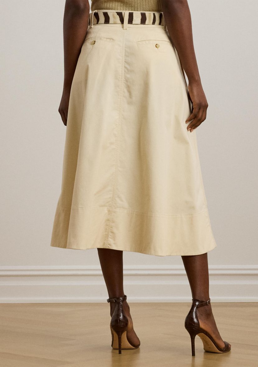 Womens Button-Front Micro-Sanded Twill Skirt