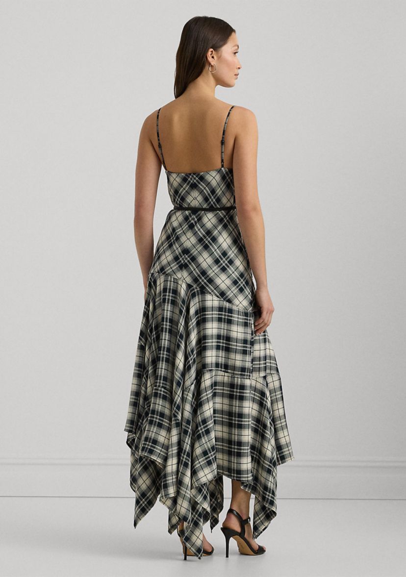 Plaid Belted Herringbone Dress