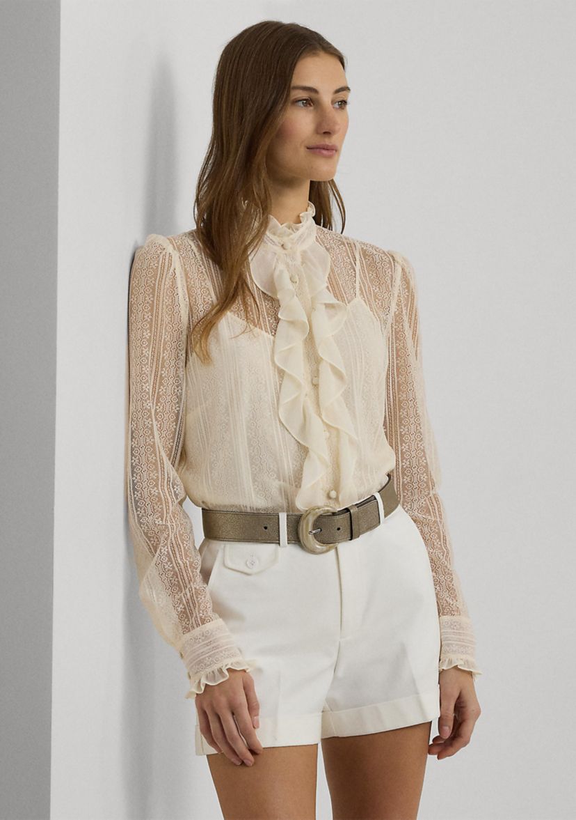 Ruffle Trim Lace Shirt