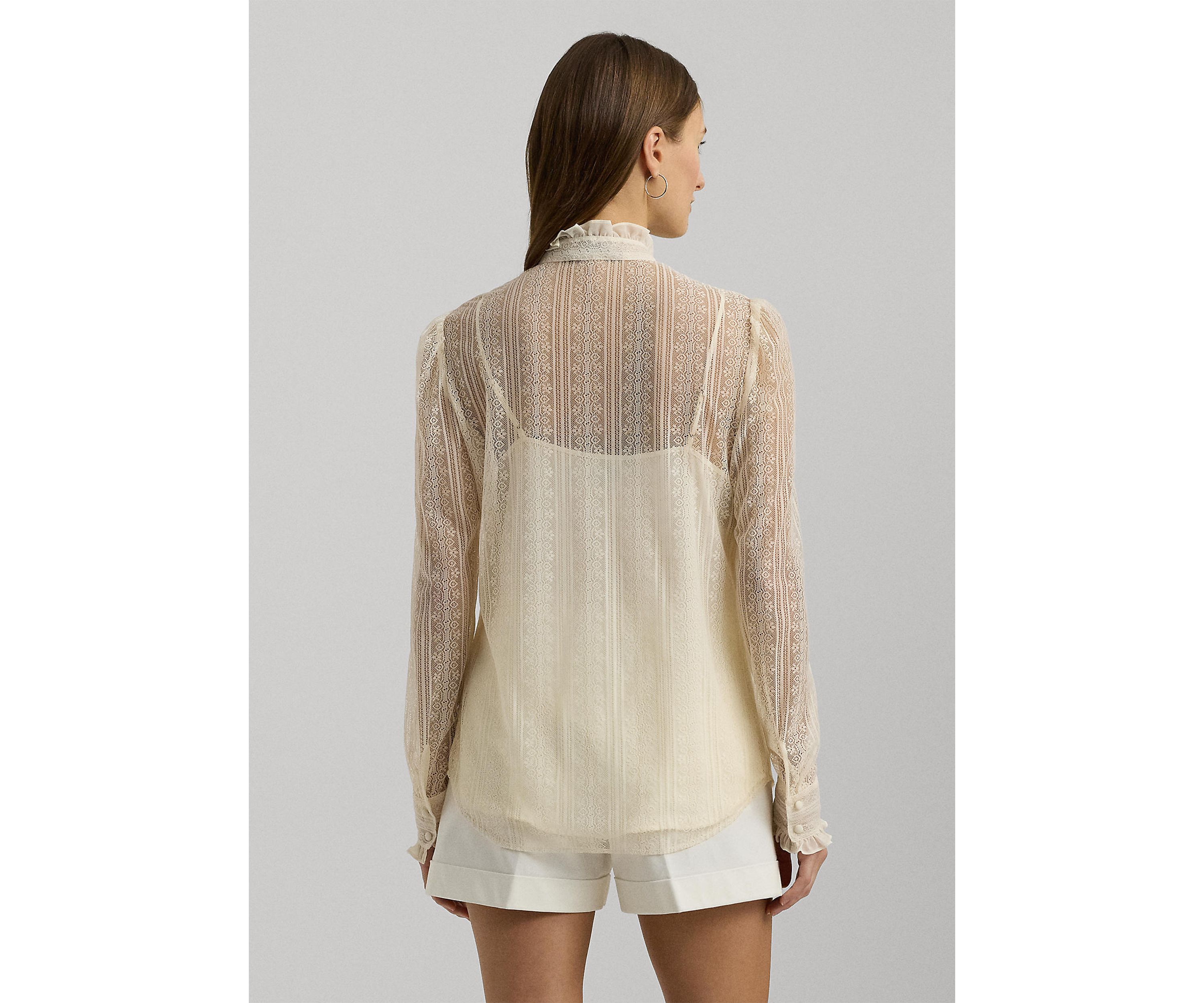 Ruffle Trim Lace Shirt