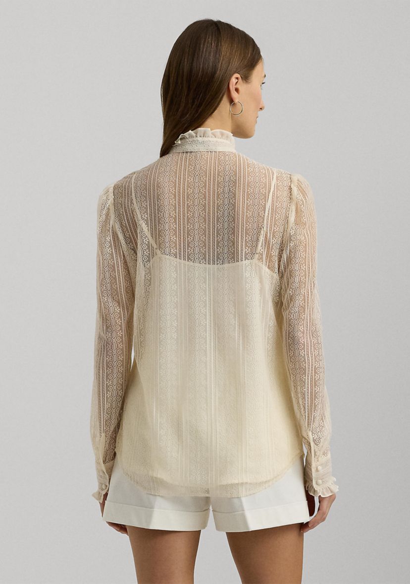 Ruffle Trim Lace Shirt