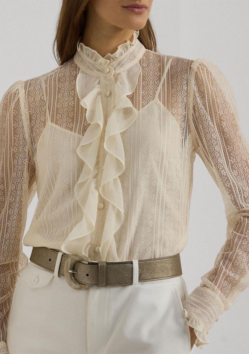 Ruffle Trim Lace Shirt