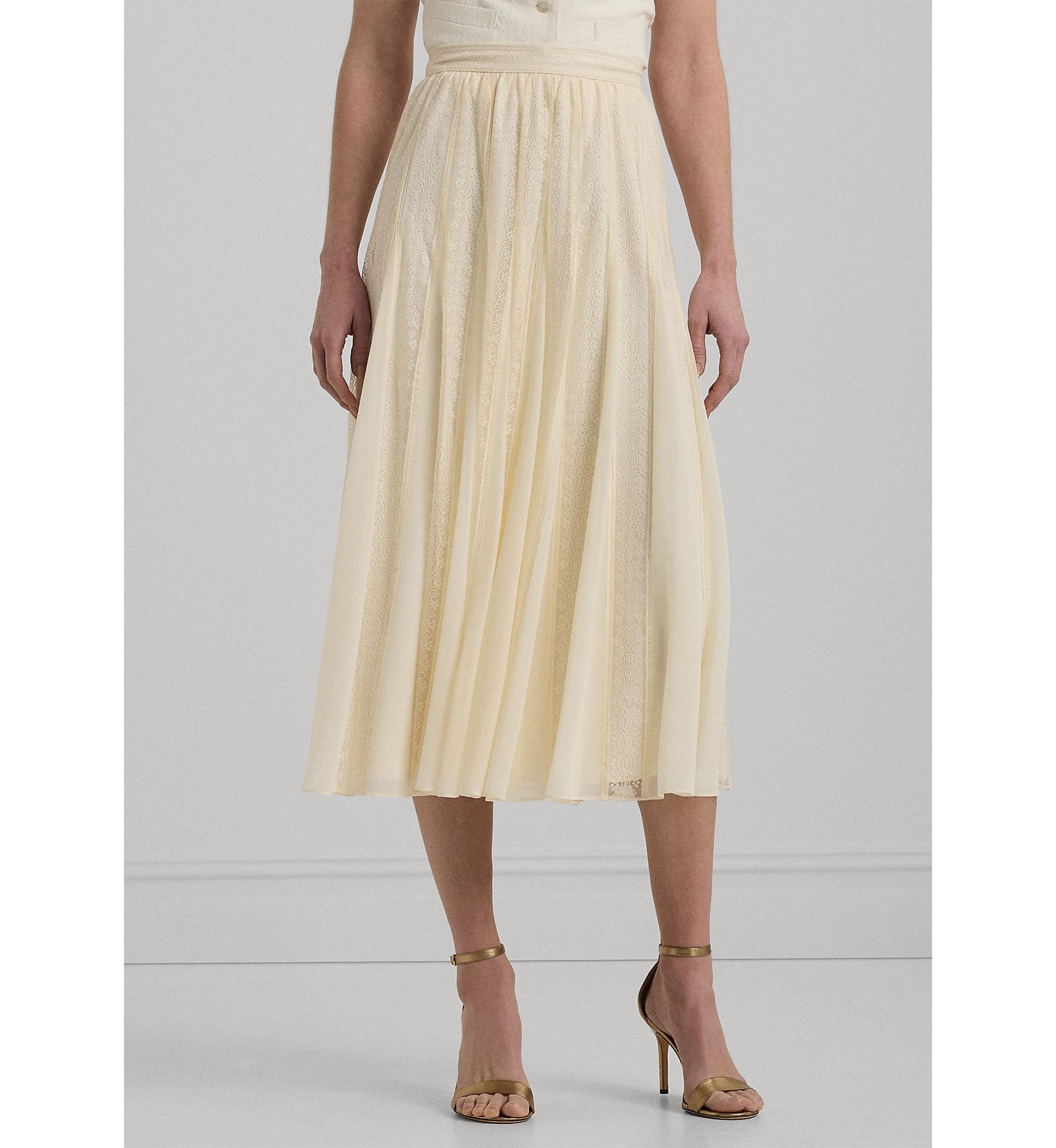 Lace and Chiffon Midi Skirt