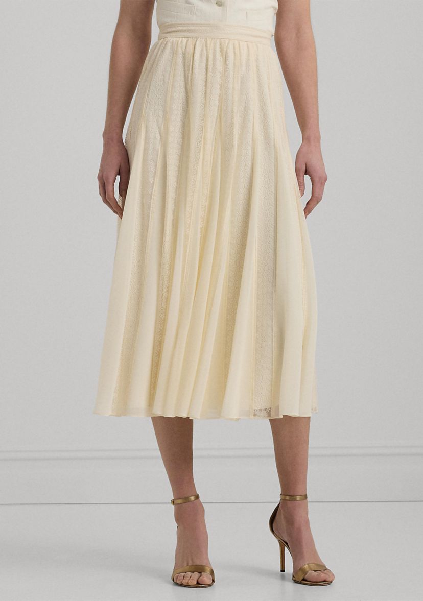 Lace and Chiffon Midi Skirt