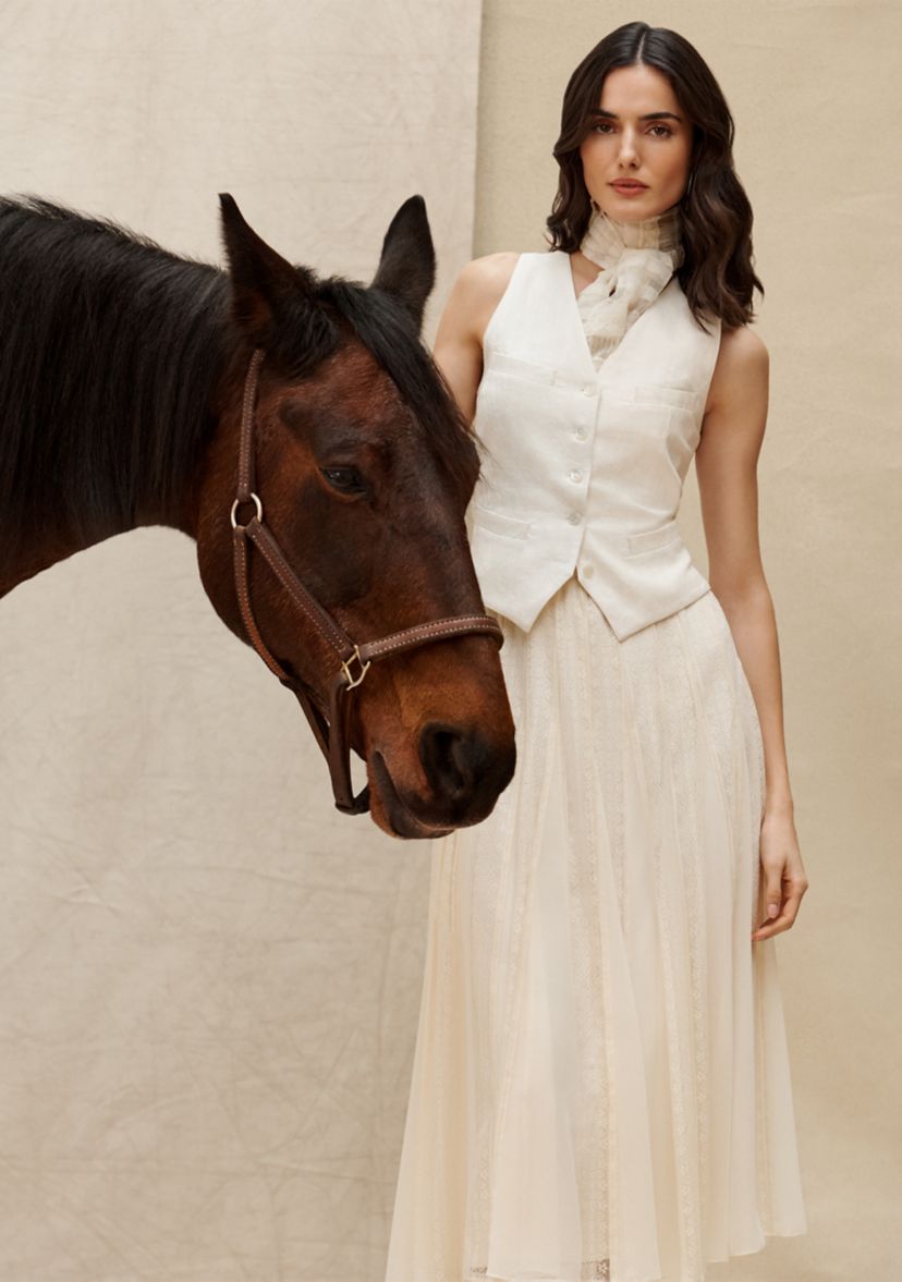 Lace and Chiffon Midi Skirt