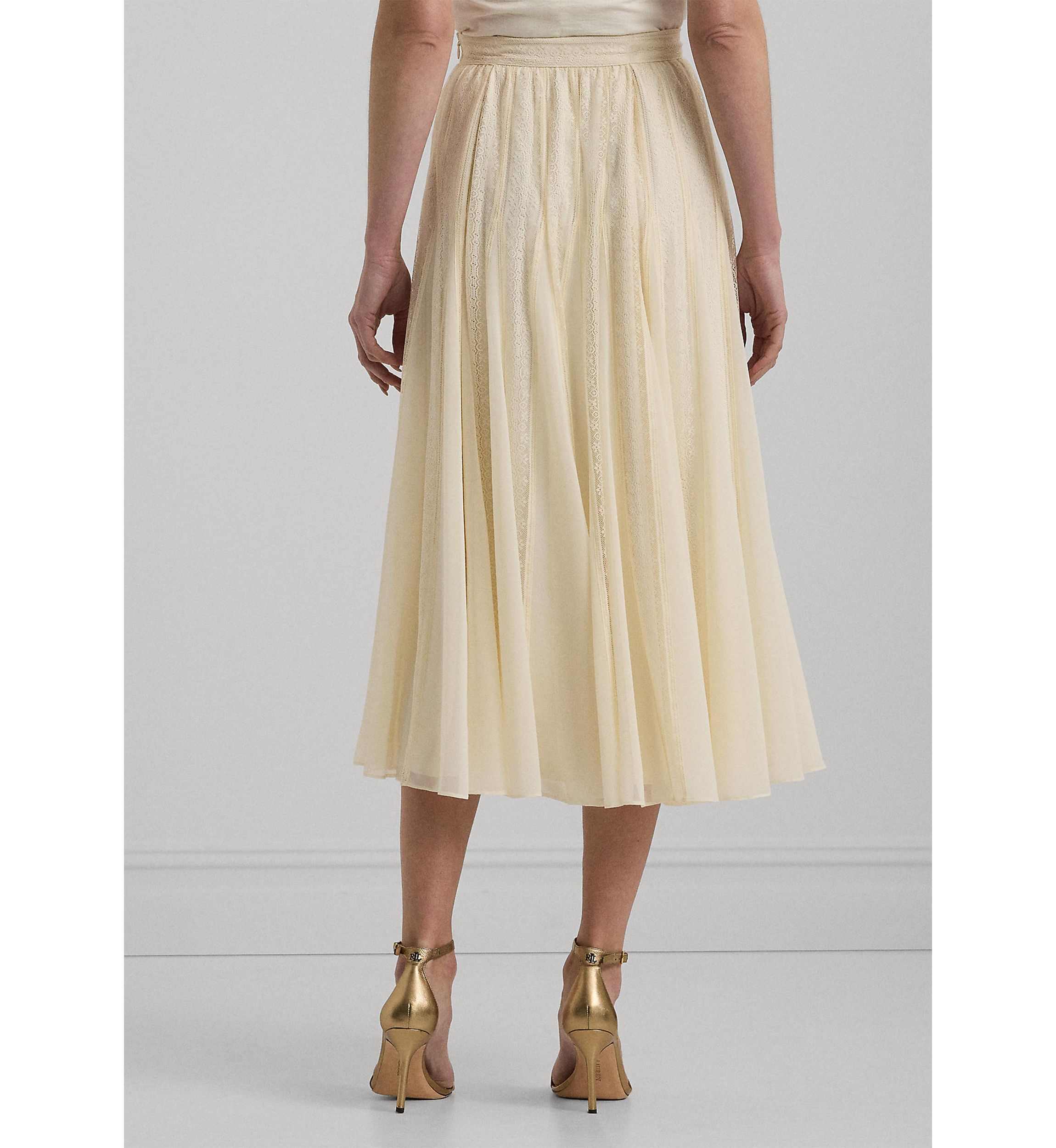 Lace and Chiffon Midi Skirt