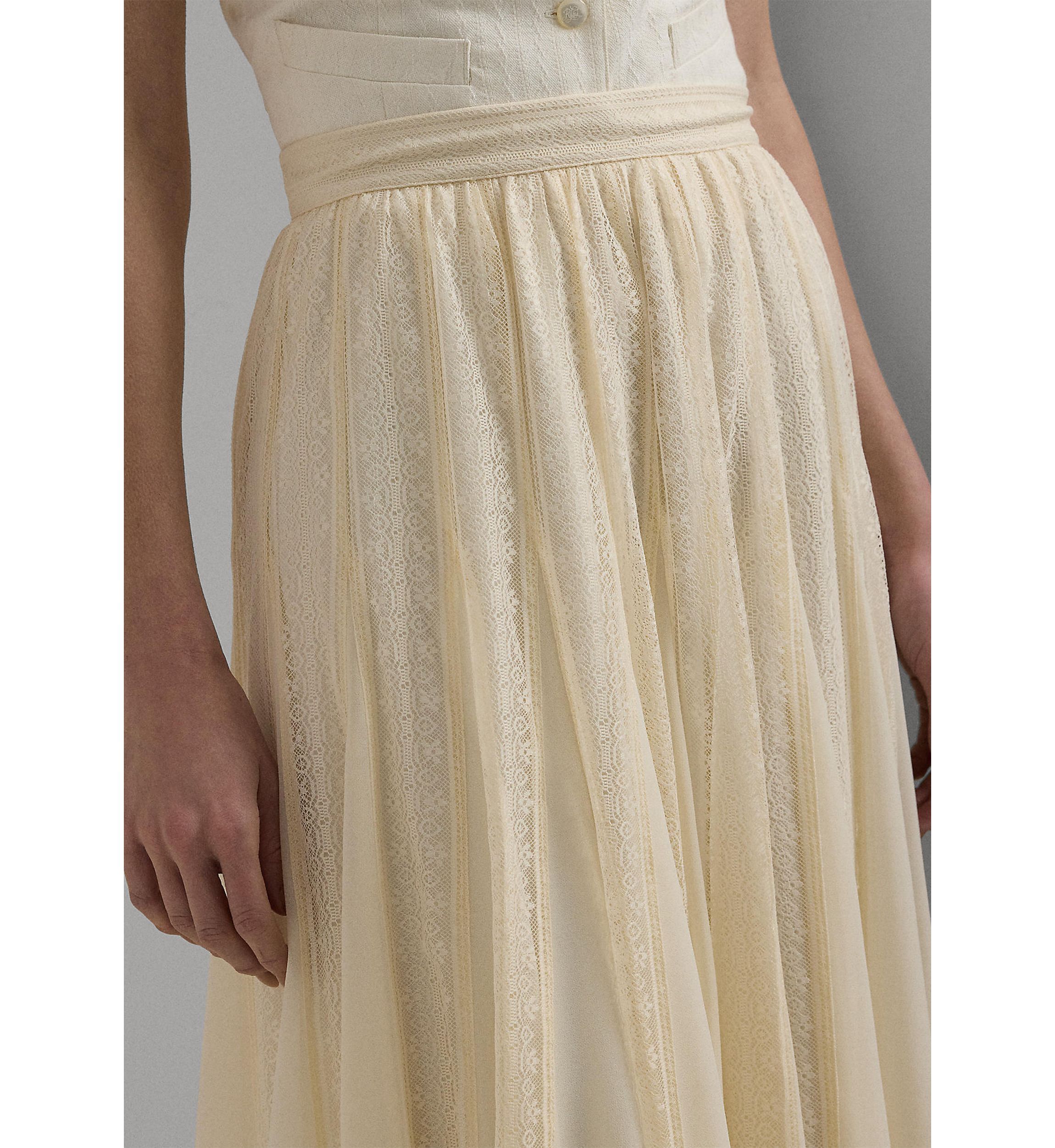 Lace and Chiffon Midi Skirt