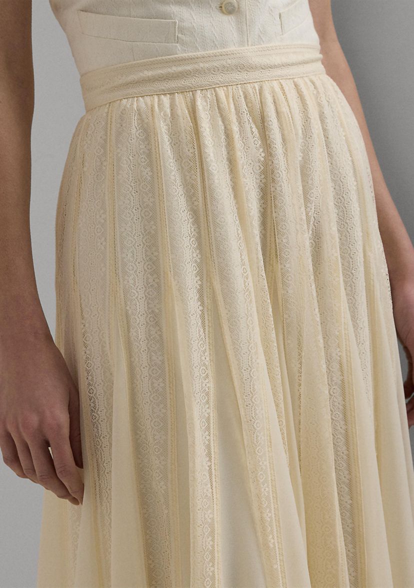 Lace and Chiffon Midi Skirt
