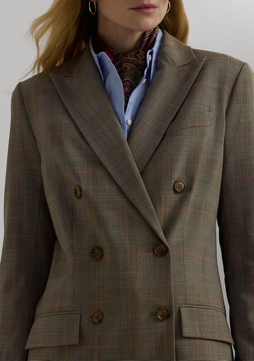 Glen Check Double Breasted Wool Blazer