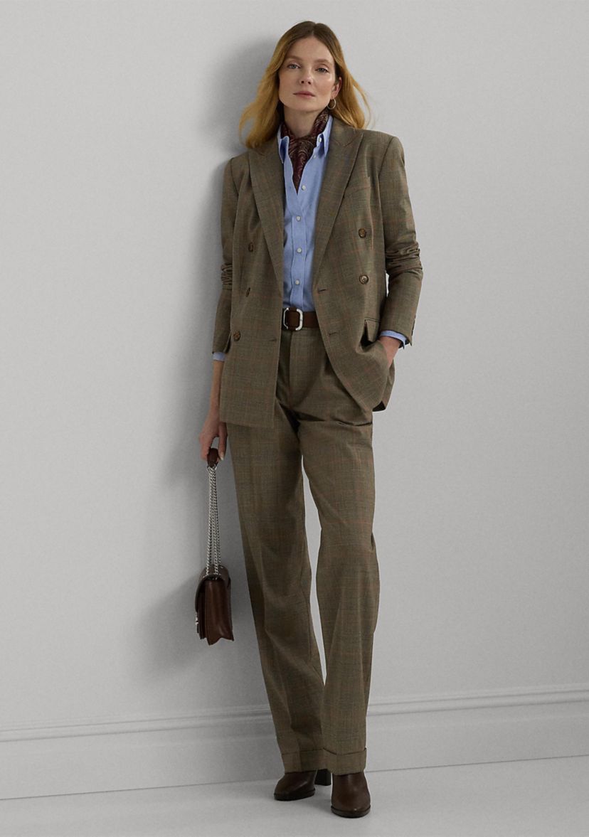 Glen Check Double Breasted Wool Blazer