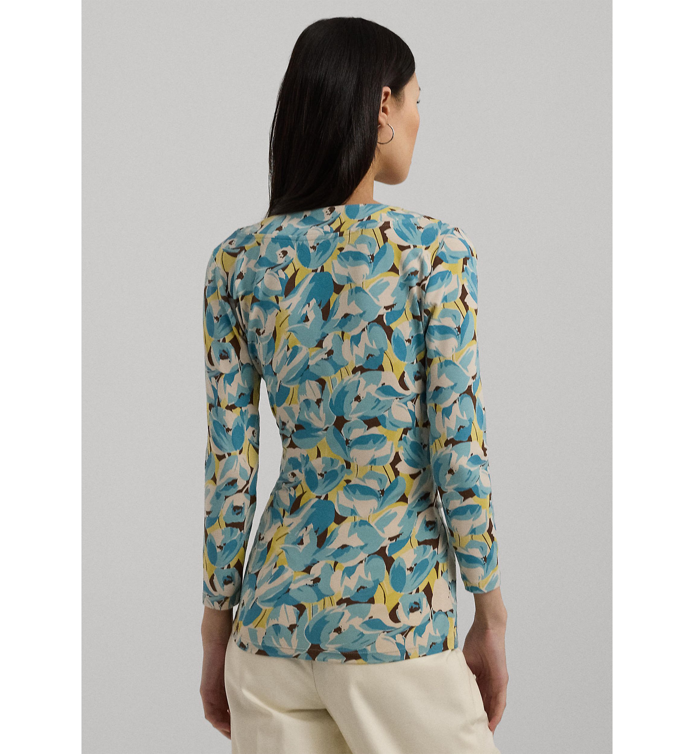 Floral Jersey Surplice Top