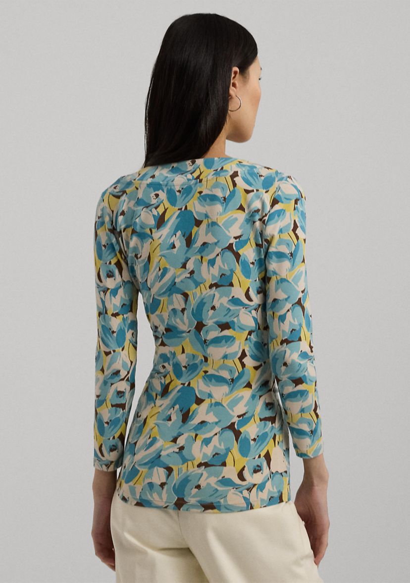 Floral Jersey Surplice Top