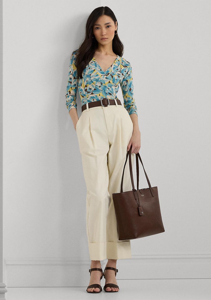 Floral Jersey Surplice Top