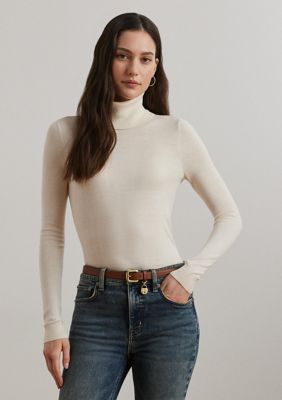 Womens Silk-Blend Turtleneck Sweater
