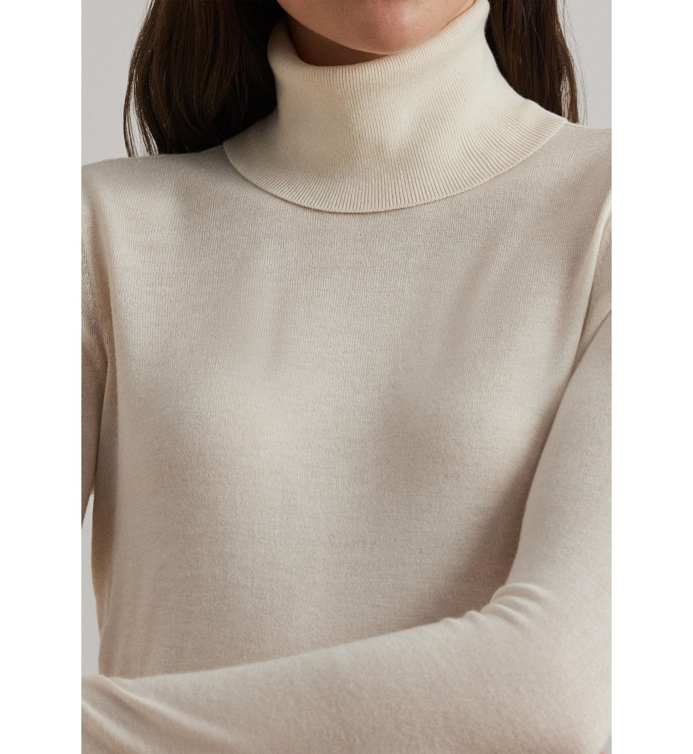 Womens Silk-Blend Turtleneck Sweater