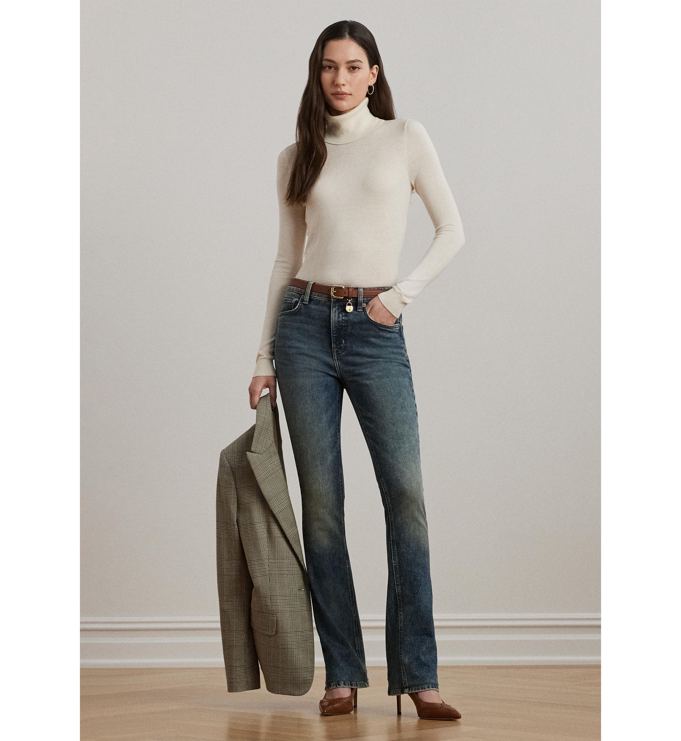 Womens Silk-Blend Turtleneck Sweater