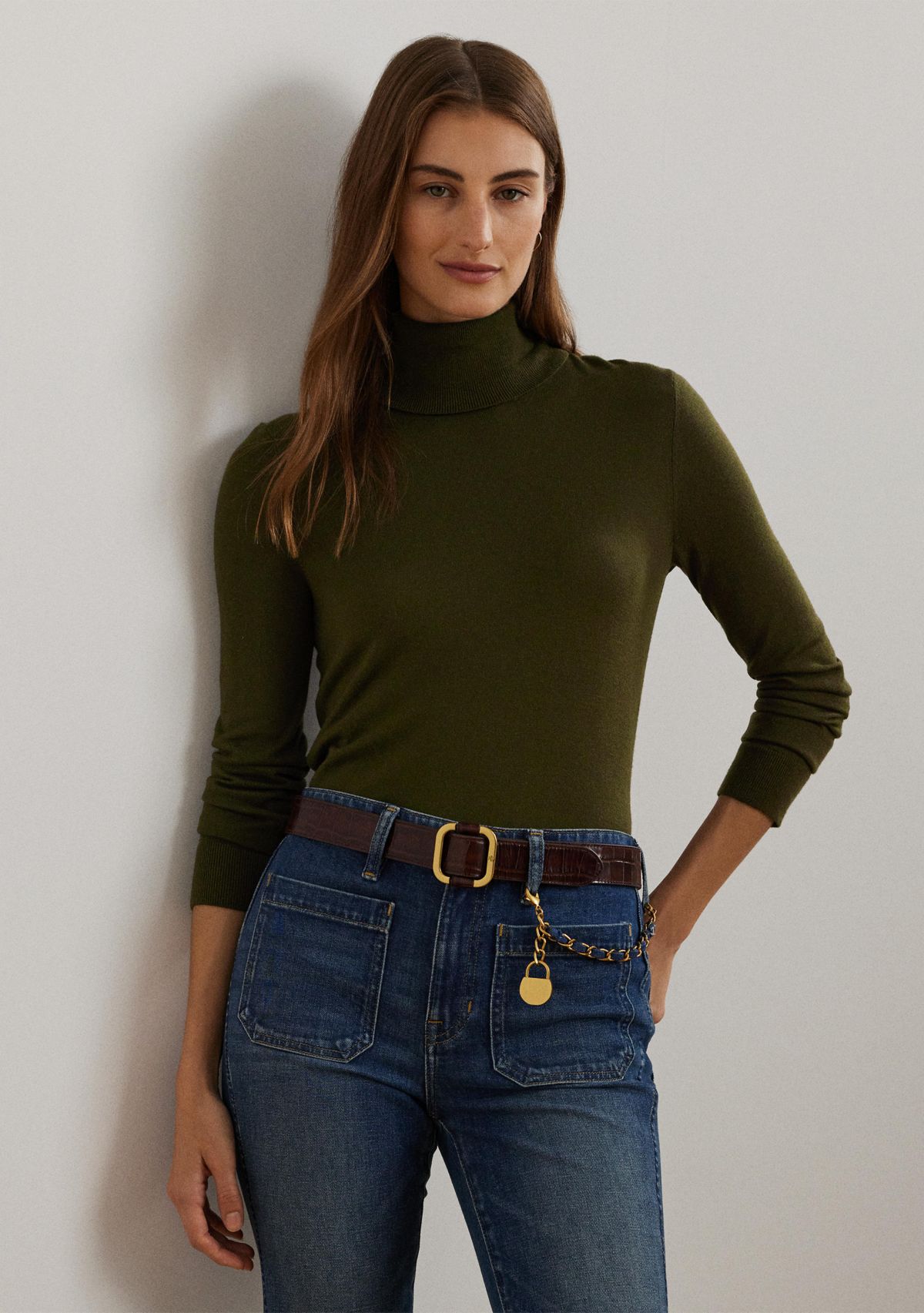 Womens Silk-Blend Turtleneck Sweater