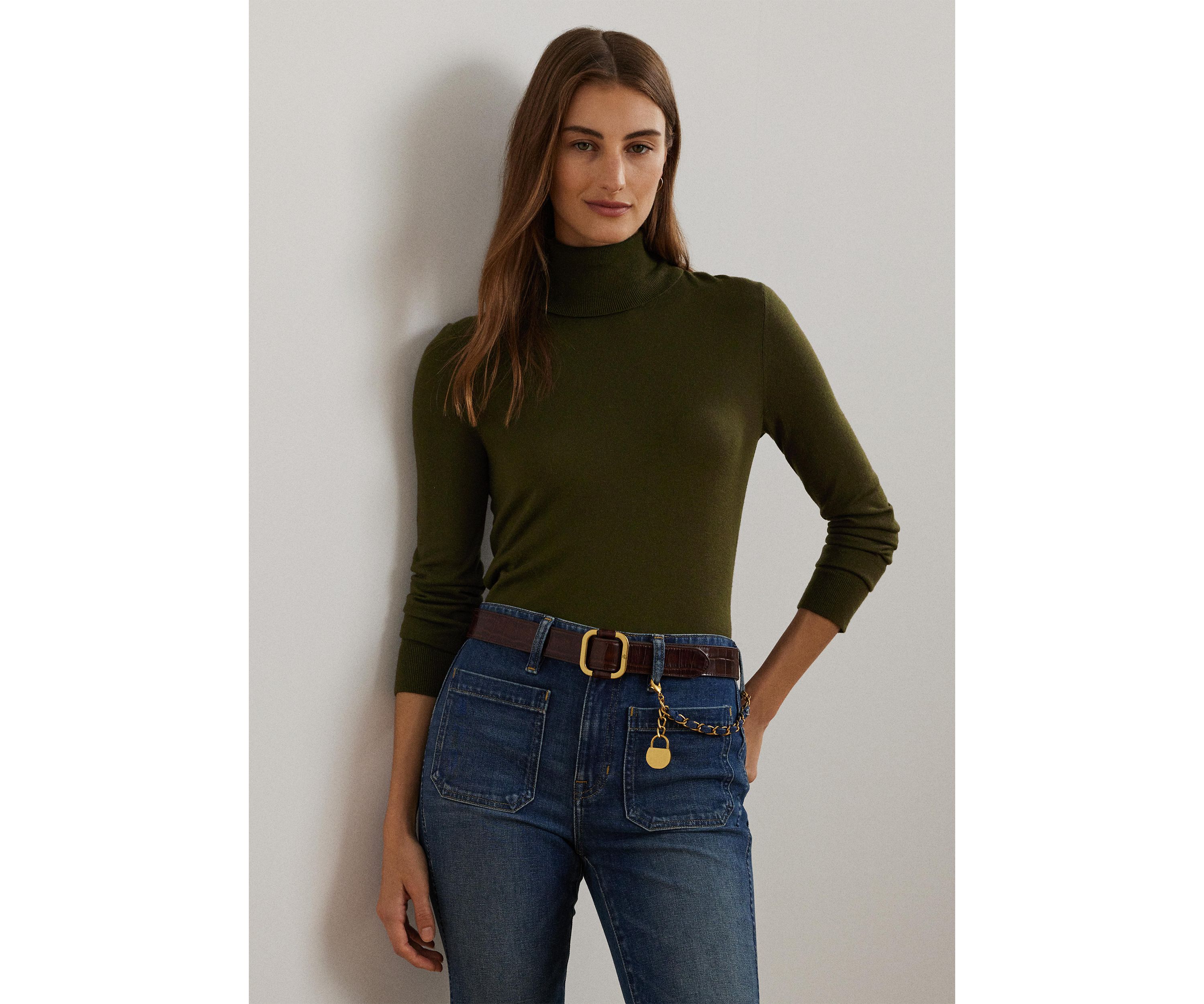 Womens Silk-Blend Turtleneck Sweater