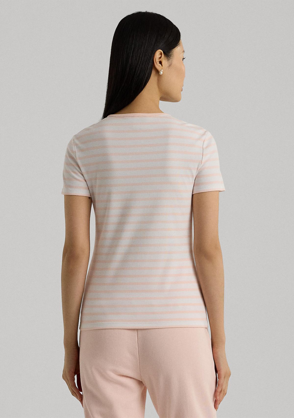 Striped Stretch Cotton Crew Neck T-Shirt