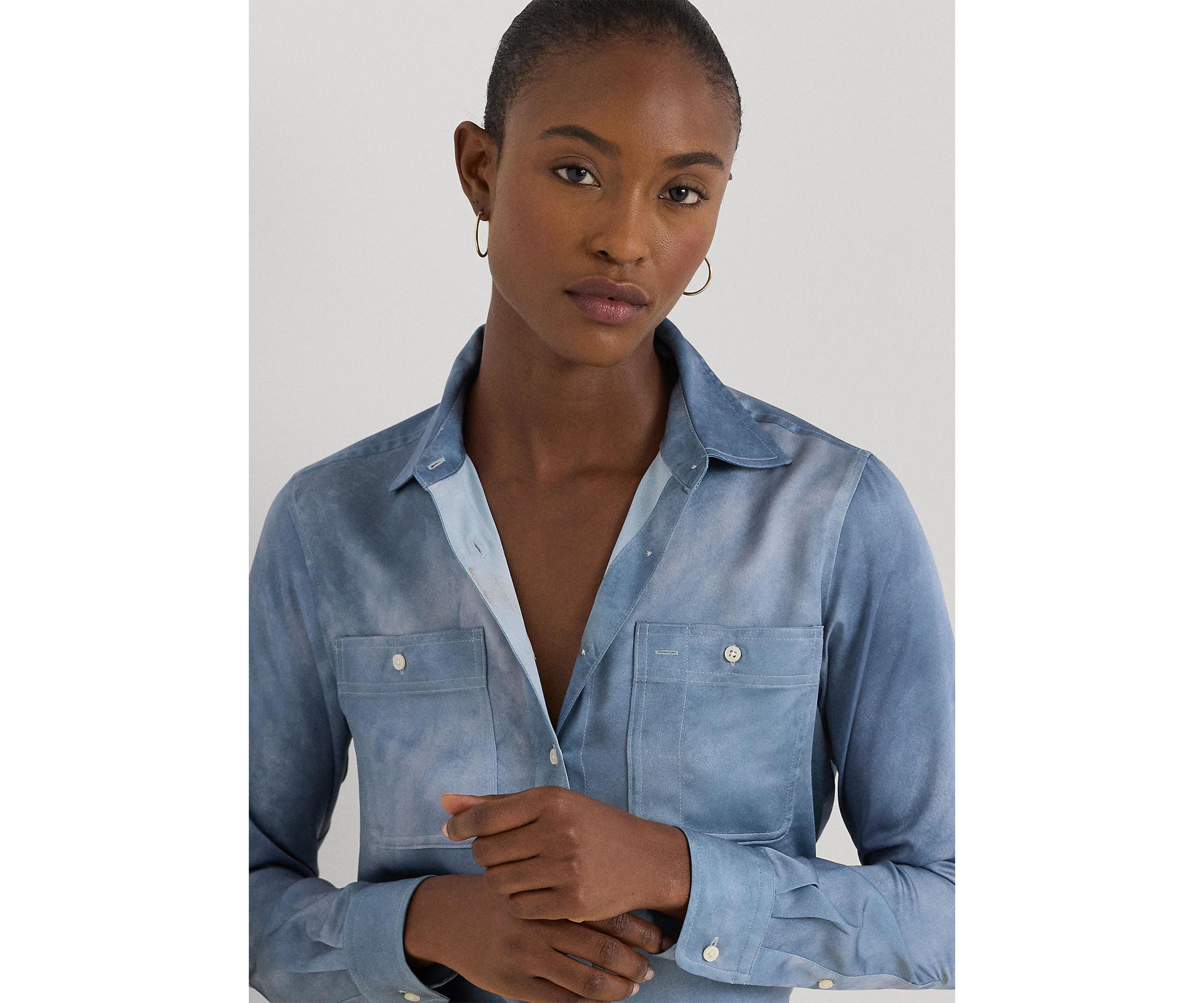 Relaxed Fit Print Charmeuse Shirt