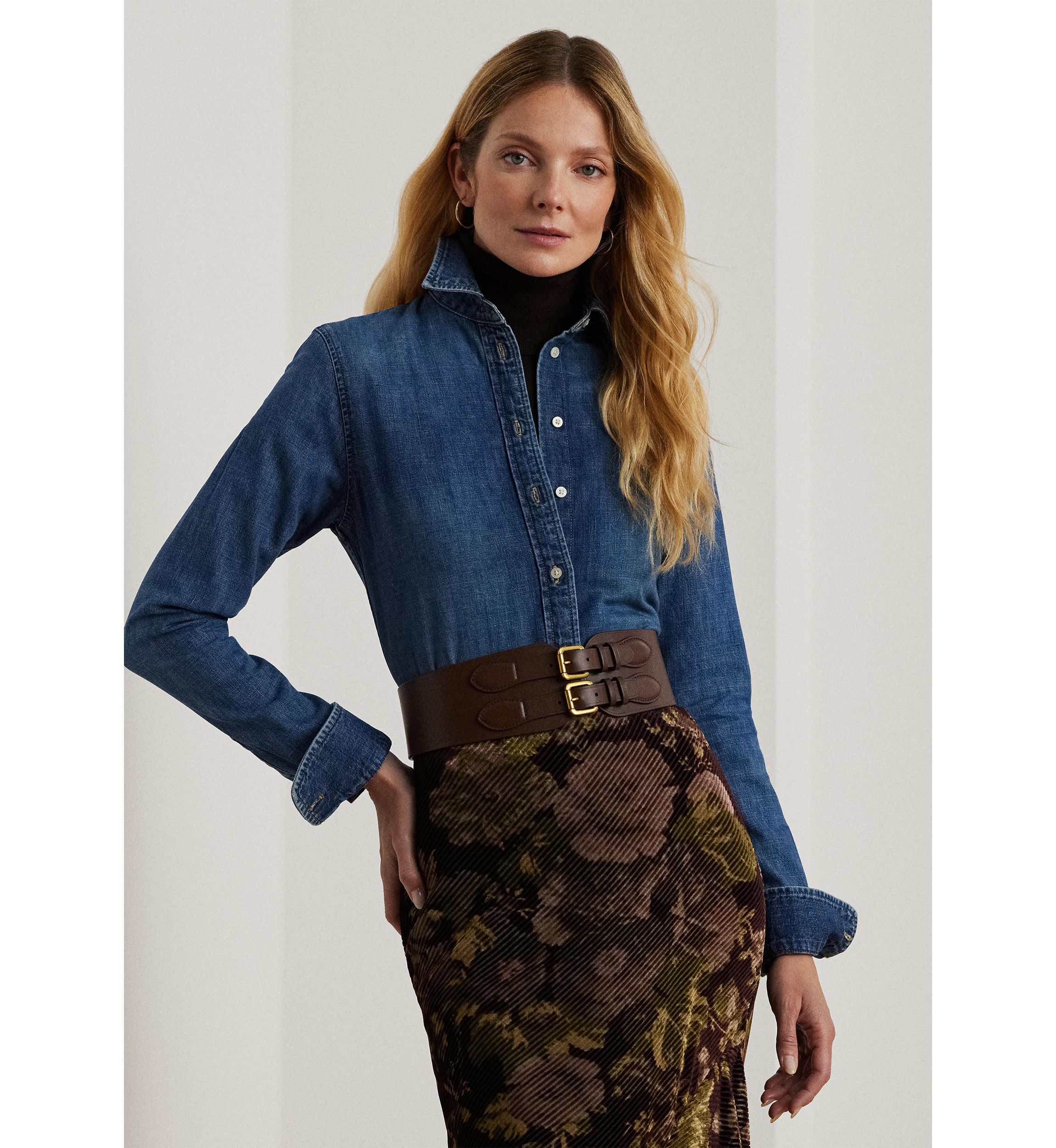 Womens Classic Fit Denim Shirt