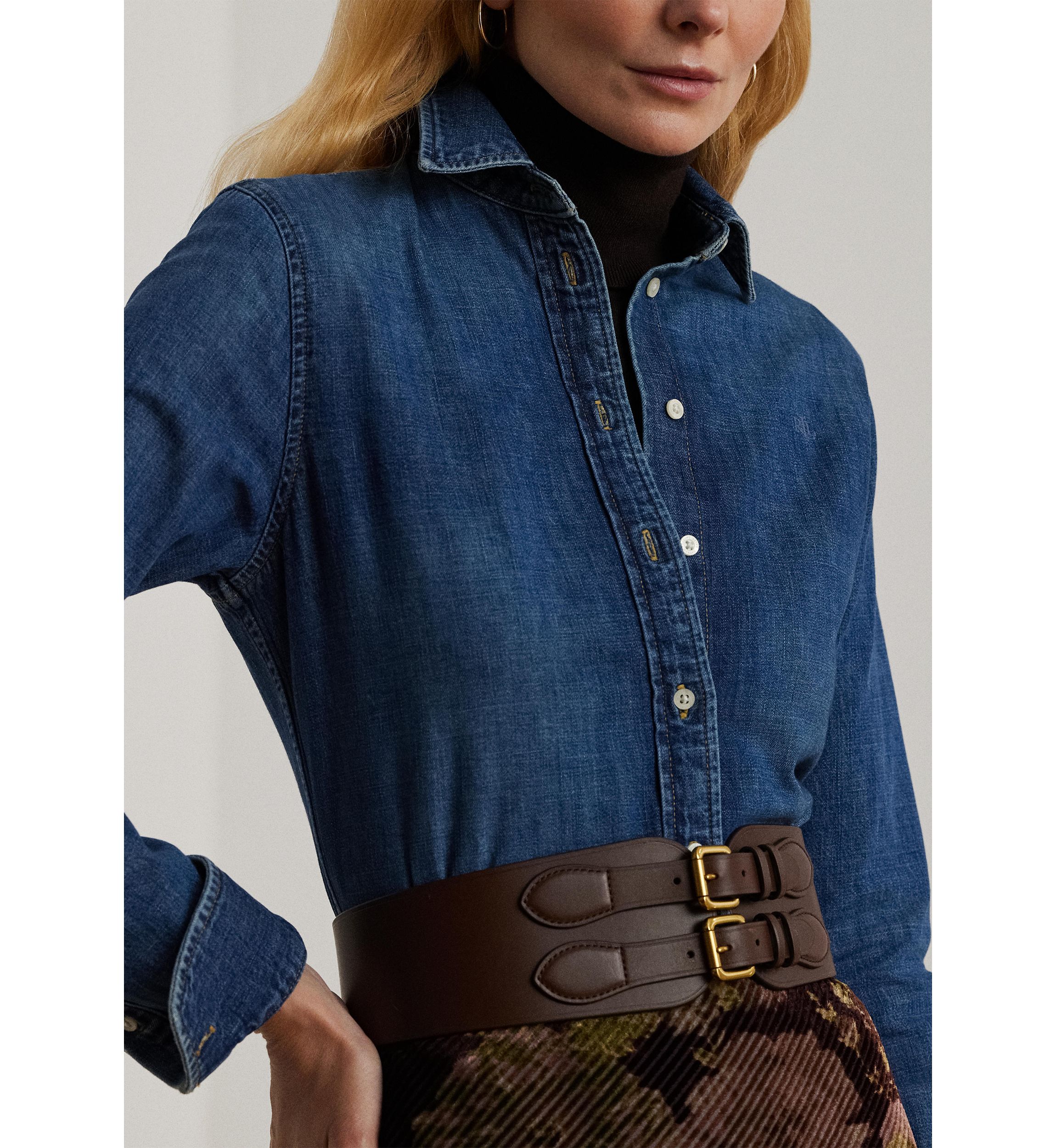 Womens Classic Fit Denim Shirt