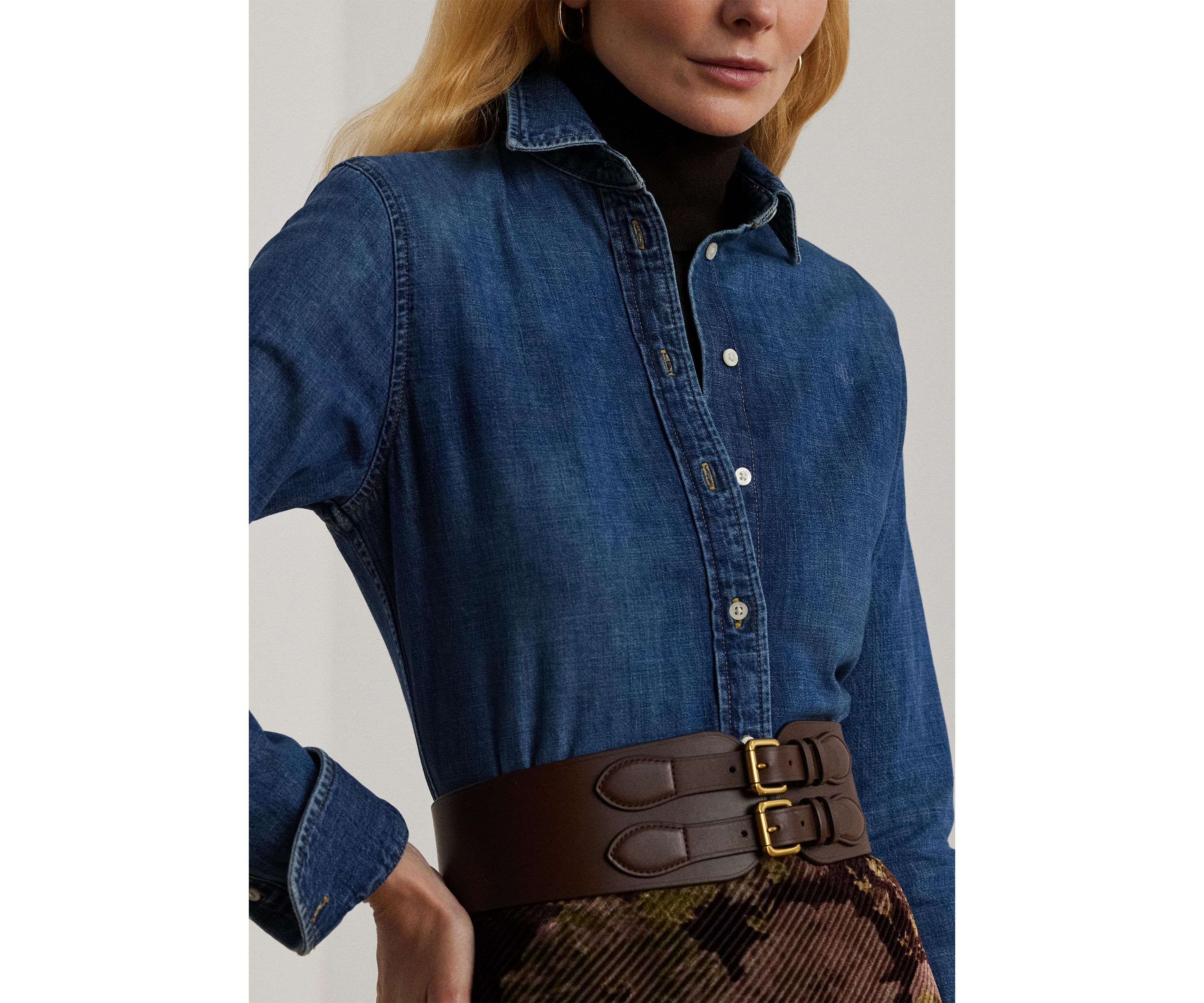 Womens Classic Fit Denim Shirt