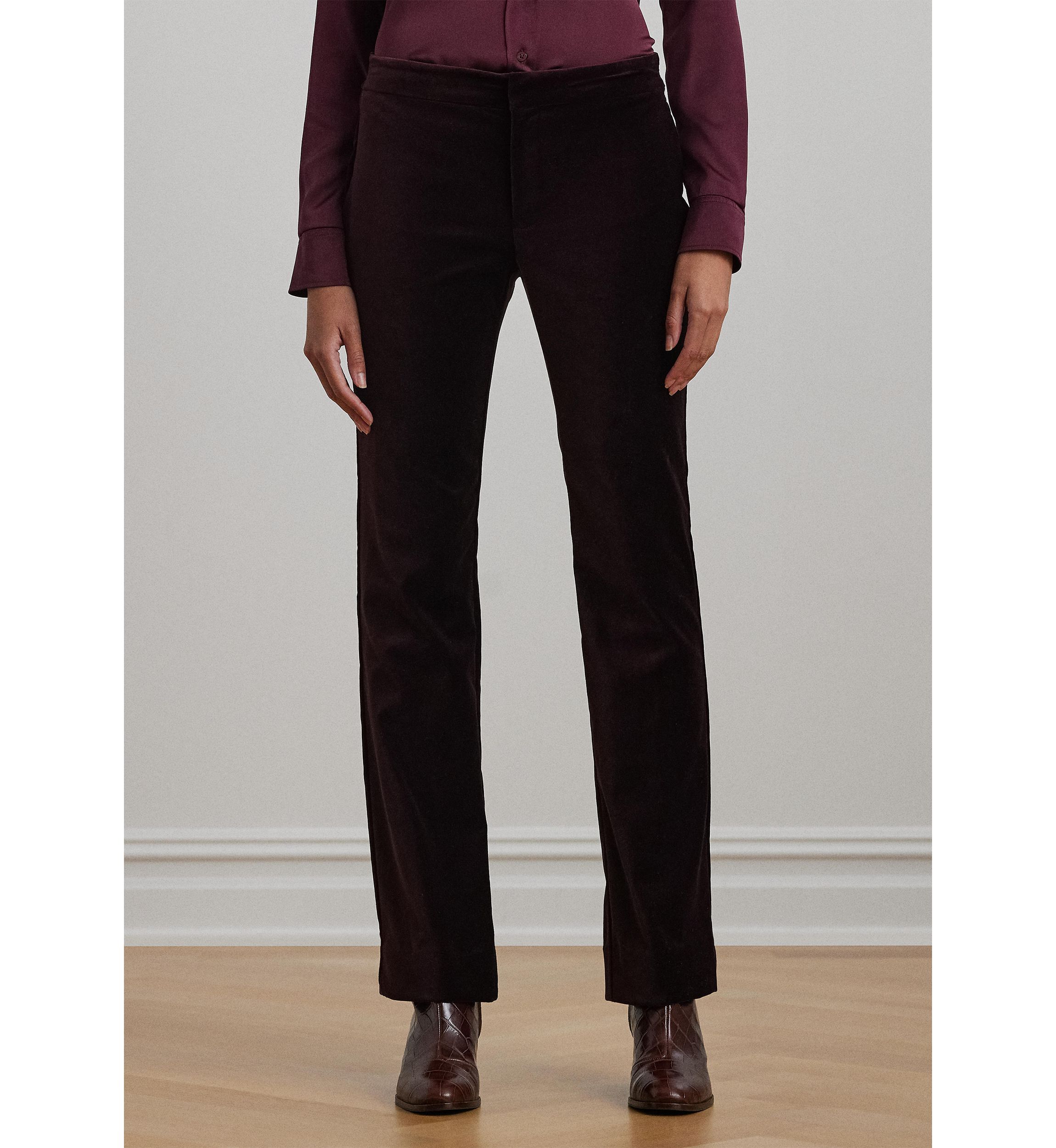 Stretch Velvet Straight Leg Pants