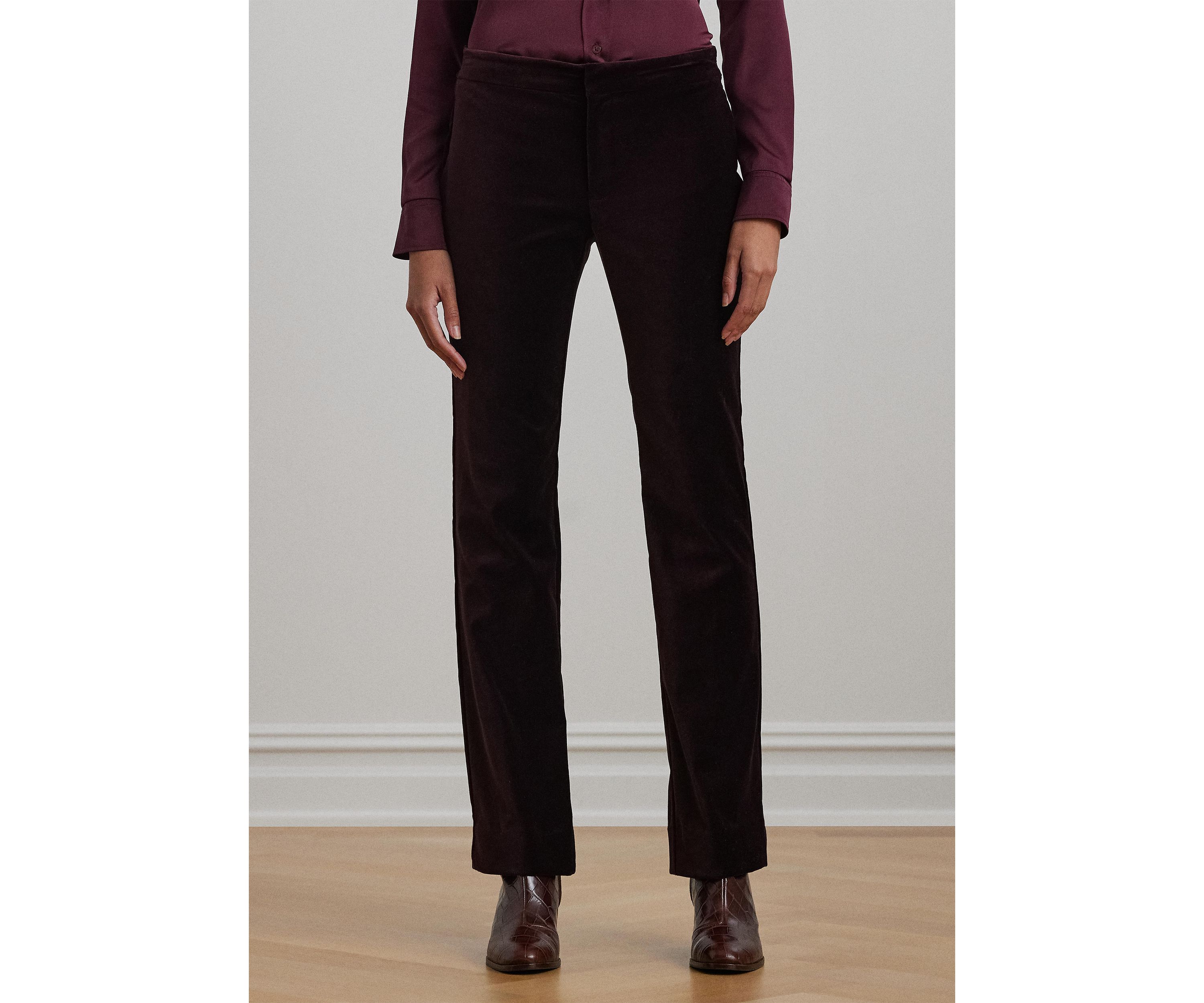 Stretch Velvet Straight Leg Pants